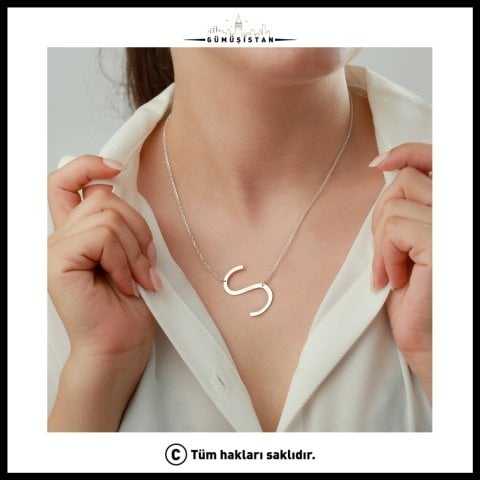 925 Ayar Gümüş Kişiye Özel Harf ve İsim Detaylı Kolye