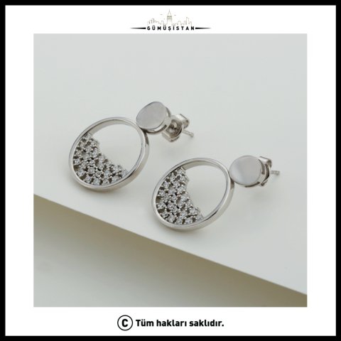 925 Ayar Gümüş Taşlı Halka Küpe