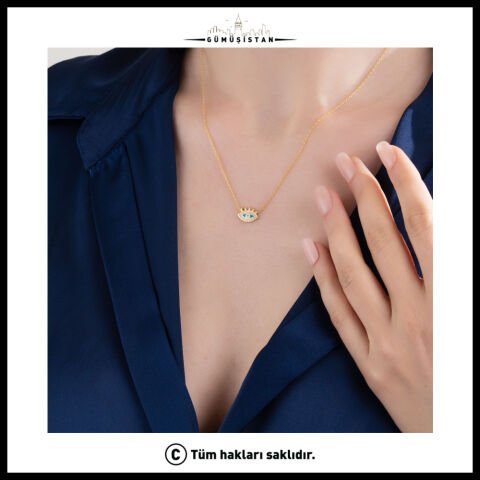 925 Ayar Gümüş Damla Göz Şans Kolye