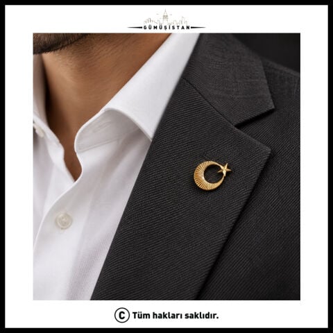 Ay Yıldız Yaka Rozeti – Türk Bayrağı Temalı Ceket Yaka İğnesi | Şık Unisex Rozet
