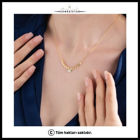 925 Ayar Gümüş Damla Göz Şans Kolye