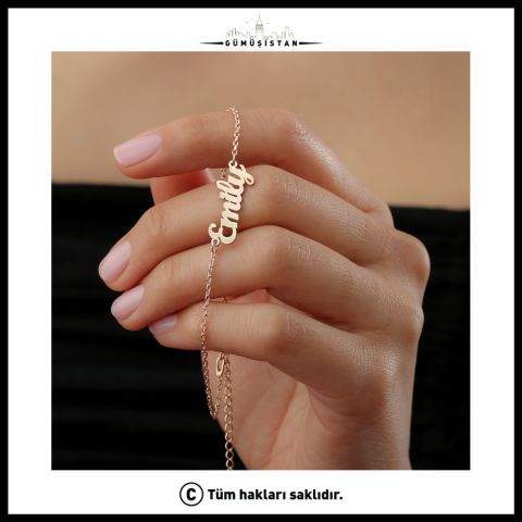 925 Ayar Gümüş İsim Detaylı Halhal