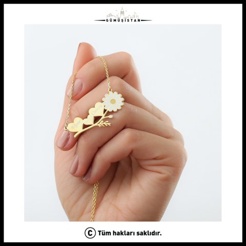 925 Ayar Gümüş 3 Kalpli Kolye