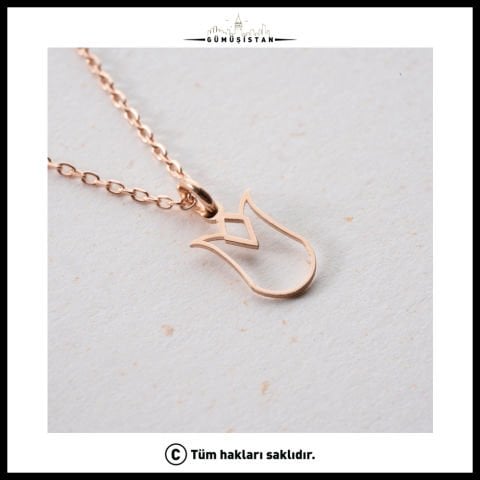 925 Ayar Gümüş Lale Yaşam Çiçeği Kolye