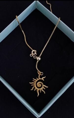Güneş Figürlü Asansör Kolye - 925 Ayar Gümüş