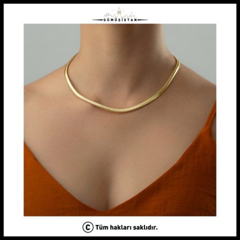 14 Ayar Altın Kaplama Yılan ( İtalyan ) Zincir Kolye