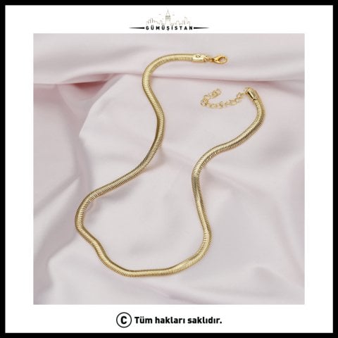 14 Ayar Altın Kaplama Yılan ( İtalyan ) Zincir Kolye