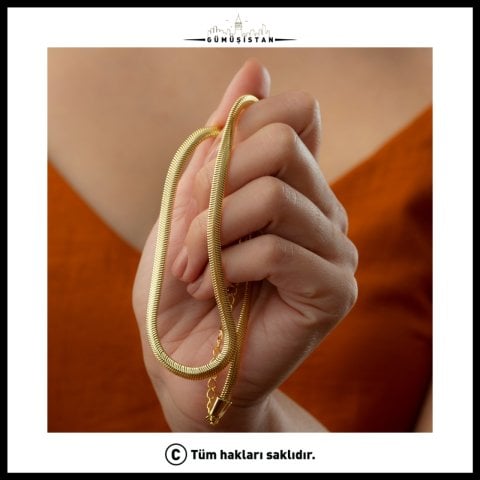 14 Ayar Altın Kaplama Yılan ( İtalyan ) Zincir Kolye