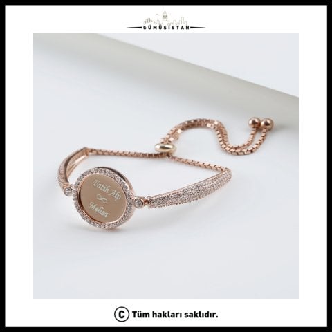 925 Ayar Gümüş Kişiye Özel Rose Gold Mira Bileklik