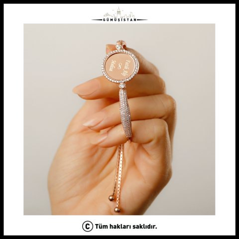 925 Ayar Gümüş Kişiye Özel Rose Gold Mira Bileklik