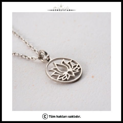 925 Gümüş Lotus Çiçeği Şans Kolyesi