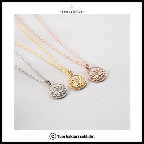 925 Gümüş Lotus Çiçeği Şans Kolyesi