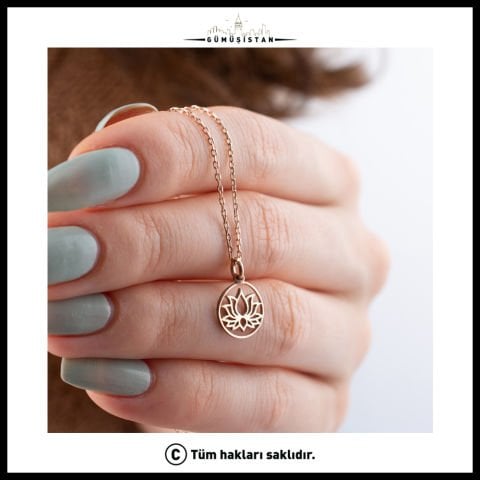 925 Gümüş Lotus Çiçeği Şans Kolyesi