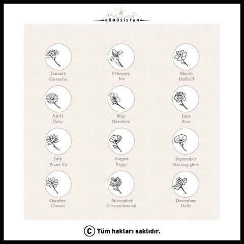 925 Ayar Gümüş Doğum Gününe Özel Doğum Çiçekli-Doğum Taşlı Ayarlanabilir Yüzük
