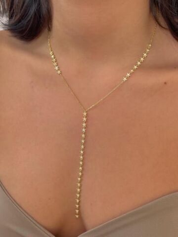 Yıldız Taşlı Y Kolye - 925 Ayar Gümüş