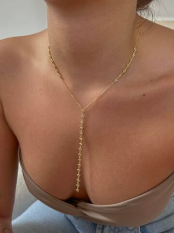 Üçgen Yıldız Taşlı Y Kolye - 925 Ayar Gümüş