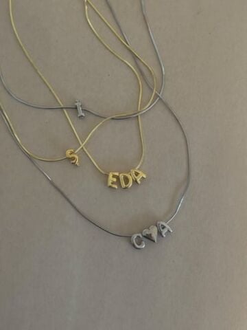 Minik Bombeli Harfli Kolye - 925 Ayar Gümüş