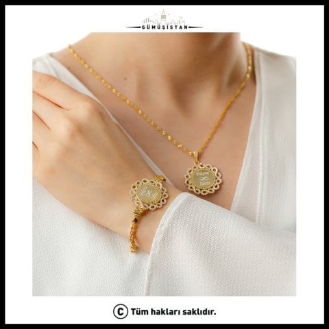 925 Ayar Gümüş İsimli Pullu Zincir Sonsuzluk Bileklik&Kolye Set