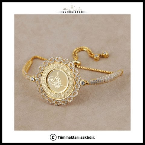925 Ayar Gümüş Sonsuz Çerçeveli Tuğralı İsimli Bileklik