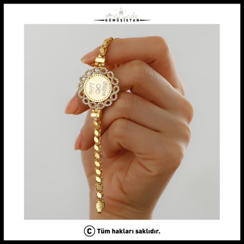 925 Ayar Gümüş Pullu Zincir İsimli Sonsuzluk Çerçeveli Bileklik