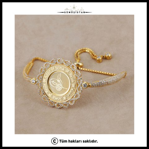 925 Ayar Gümüş Sonsuz Çerçeveli Tuğralı İsimli Takı Seti