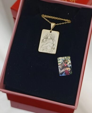 Kişiye Özel Çizim Plaka Kolye - 925 Ayar Gümüş