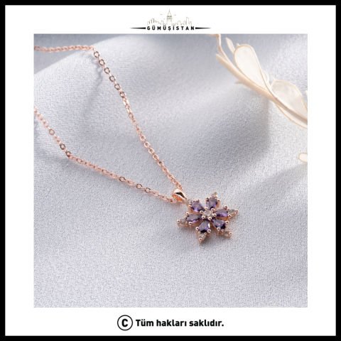 14 Ayar Altın Kaplama Lotus Çiçeği Kolye