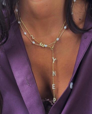 Kişiye Özel Taşlı İsimli Y Kolye - 925 Ayar Gümüş