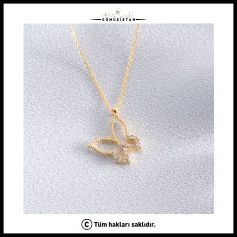 925 Ayar Gümüş Minimal Kelebek Kolye