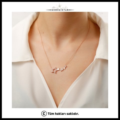 925 Ayar Gümüş Yıldızlı Kolye