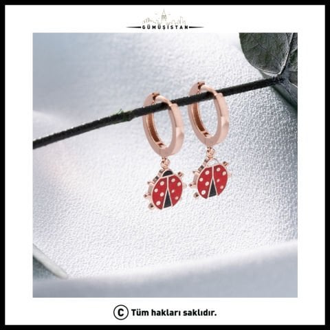 925 Ayar Gümüş Uğur Böcekli Küpe