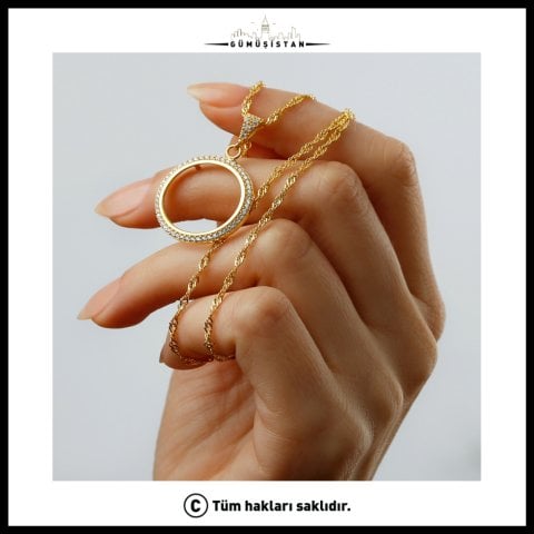 925 Ayar Gümüş Çeyrek Altın Kolye
