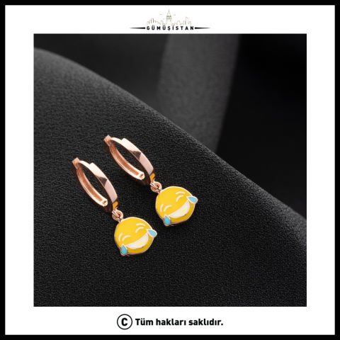 925 Ayar Gümüş Gülen Yüz Emoji Küpe