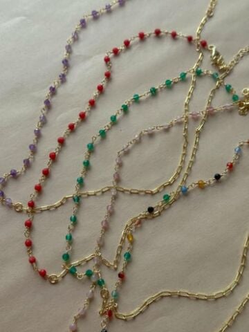 Yarısı Zincirli Doğal Taş Kolye - 925 Ayar Gümüş