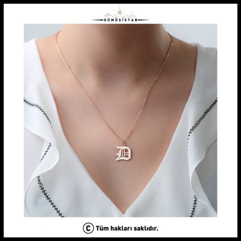 925 Ayar Gümüş Trend Harfli Kolye