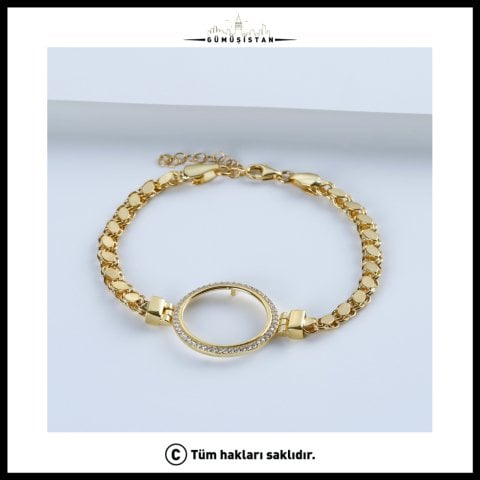 925 Ayar Gümüş Çeyrek Altın İçin Pullu Zincir Bileklik