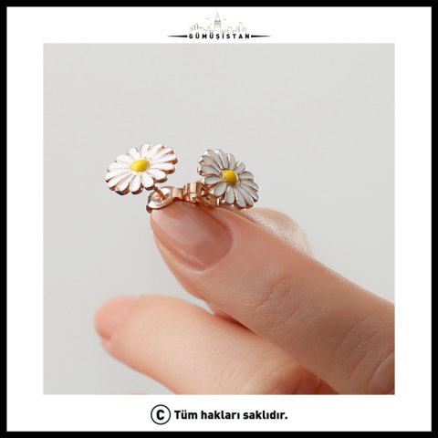 925 Ayar Gümüş Papatya Küpe Rose Gold