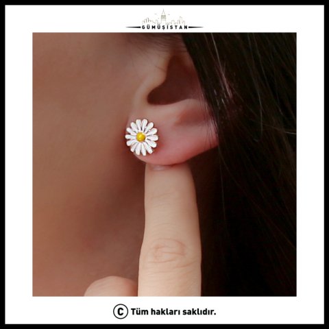 925 Ayar Gümüş Papatya Küpe Rose Gold