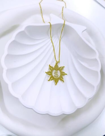 Taşlı Harfli Güneş Kolye - 925 Ayar Gümüş