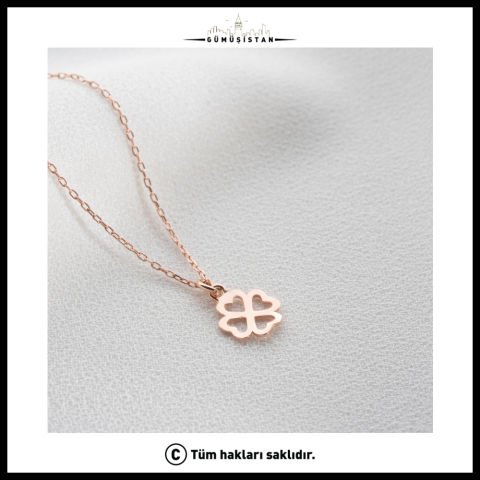 925 Ayar Gümüş Minimal Yonca Kolye