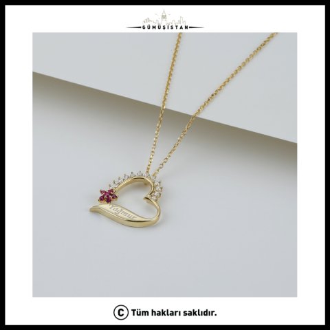 925 Ayar Gümüş İsimli Kalpli Kolye