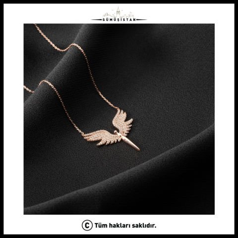 925 Ayar Gümüş Kanatlı Beyaz Melek Kolye