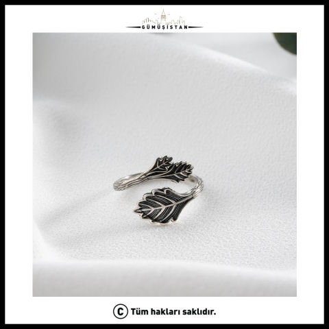 Üç Yapraklı Dal Figürlü Ayarlanabilir Yüzük – Gold, Rose Gold ve Gümüş Renk