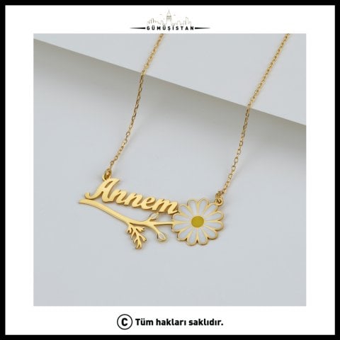 925 Ayar Gümüş Annem Papatya Kolye