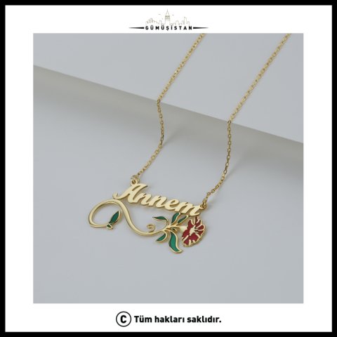 925 Ayar Gümüş Annem Karanfil Kolye