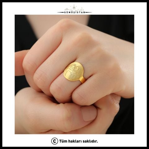 925 Ayar Gümüş Resimli Yüzük (Yuvarlak)