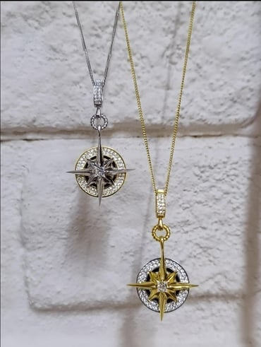 Kuzey Yıldızı Vintage kolye - 925 Ayar Gümüş