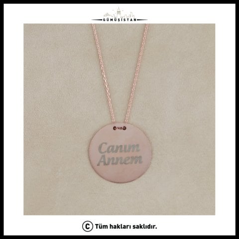925 Ayar Gümüş Canım Annem Plaka Kolye