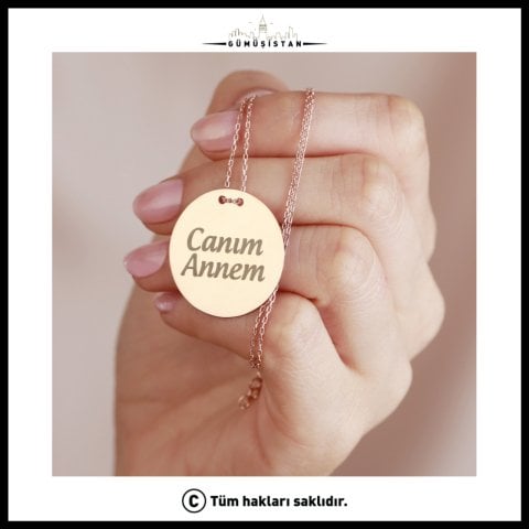 925 Ayar Gümüş Canım Annem Plaka Kolye