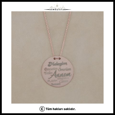 925 Ayar Gümüş Melek Annem Plaka Kolye